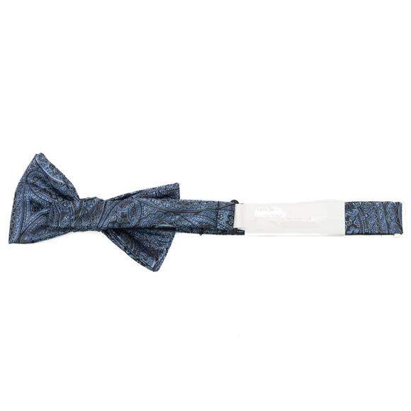 Saddlebred Adjustable Pre-tied Silk Blend Blue Paisley Bowtie - Picture 3 of 6